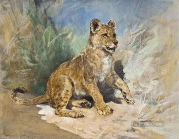 Animal Painting - A Lion Cub Heywood Hardy